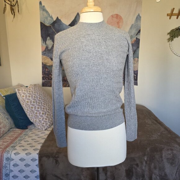 NWT Club Monaco 100% Cashmere Sweater Women’s Small Heather Grey Mock Neck Soft - Picture 8 of 14